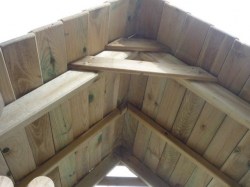 Altalena doppia con torretta in legno pali quadri JUNIOR